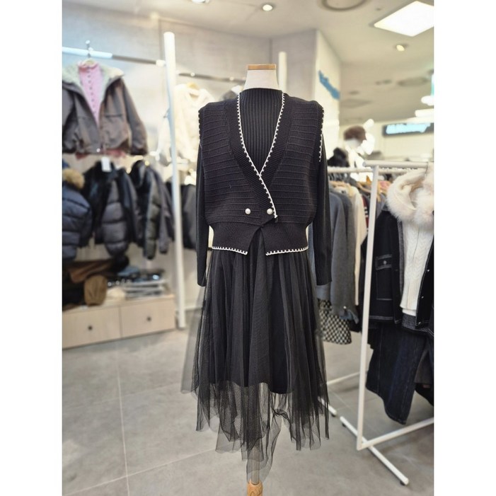 [밸리걸] 니트조끼 샤스커트 원피스 127440