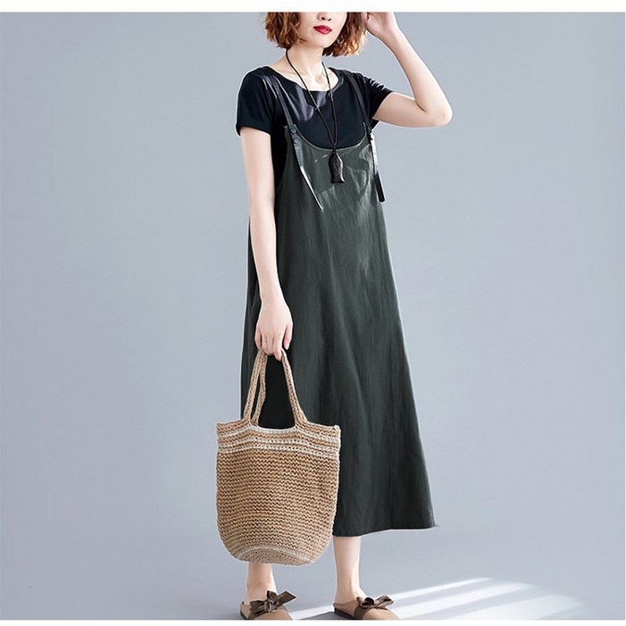 베리위시 에이프런 레자끈 롱 원피스