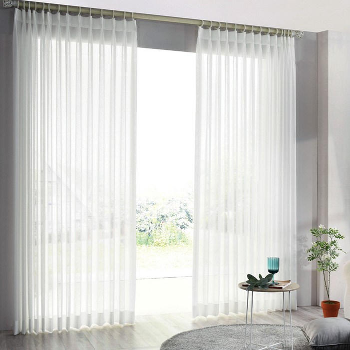 휴인홈 네이처 나비주름 린넨 소프트 커튼2p