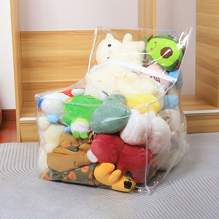 판타지웍스 인형 보관 투명 소파 정리 보관함, 1개, 투명