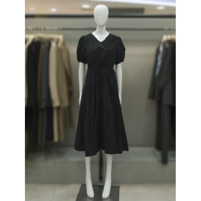 리스트 브이넥 코튼 티어드 원피스TWWOPP62020DH1418040