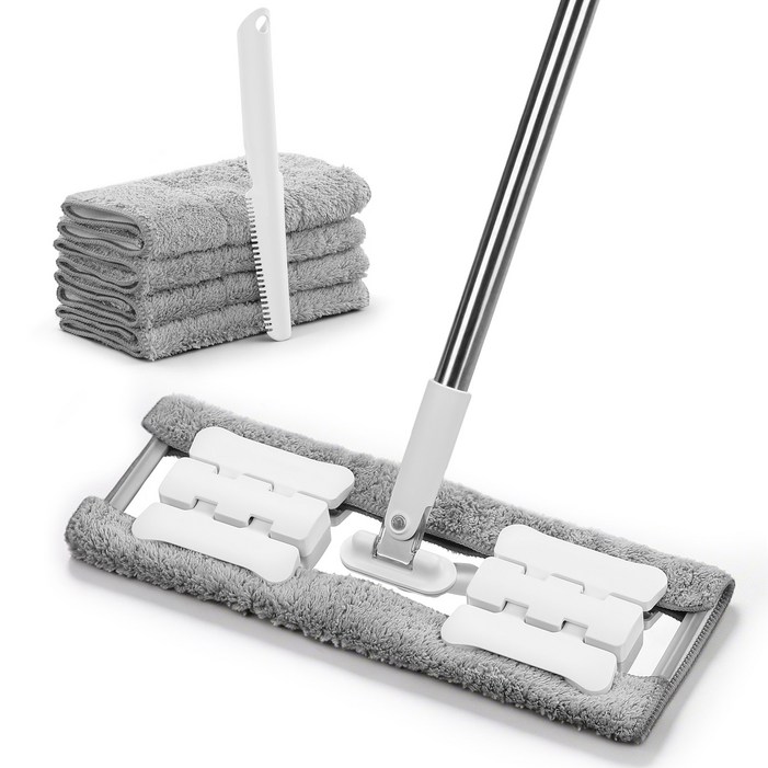 joybos 다용도 집게형 밀대걸레 360회전 바닥청소 밀대걸레 극세사 리필패드 4매