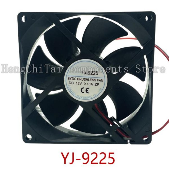 YJ-9225 냉각 팬, DC12V, 0.18A, 9cm,