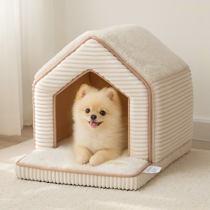 PAWZ Road 반려동물 푹신 베란다 숨숨집 하우스, 지퍼형 강아지 고양이 집