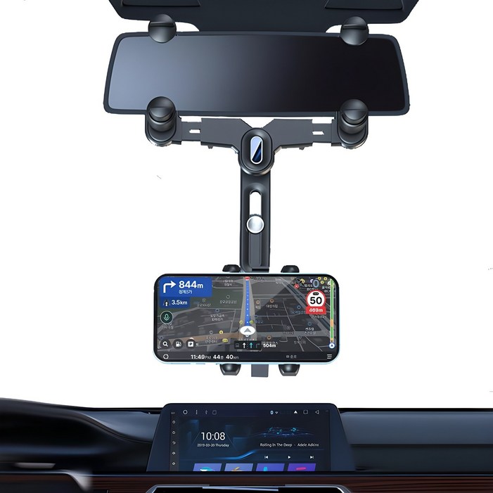 에이덤스 차량용 룸미러 거치대 핸드폰 스마트폰 네비게이션 추가고무받침대증정, 단일색상, 1개