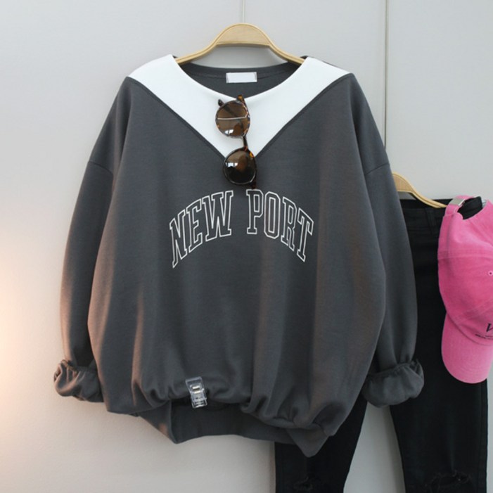 달콩 여성 빅사이즈 봄신상 포트배색오버핏맨투맨