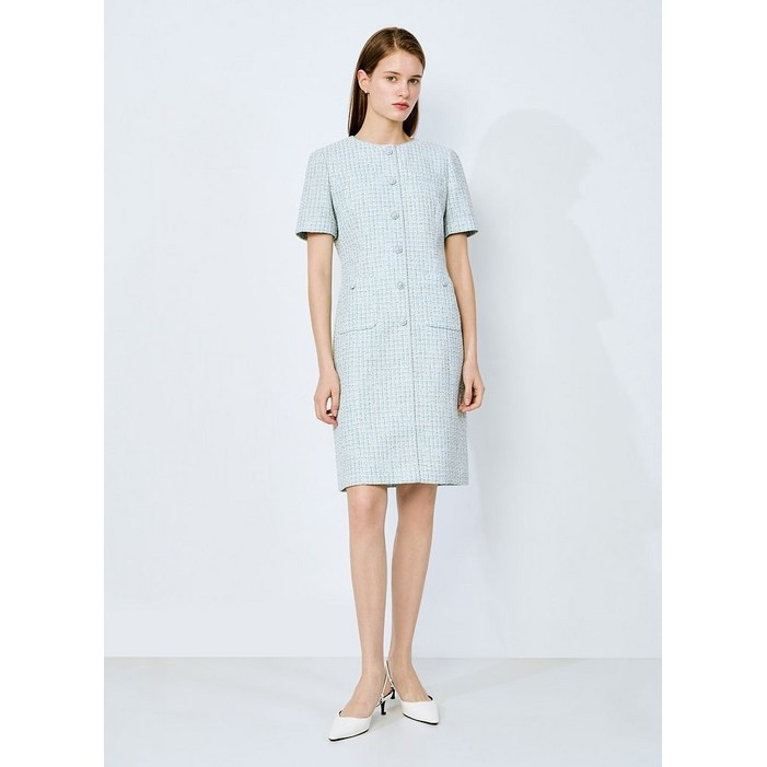 쉬즈미스 라운드 트위드 반팔 원피스 SWWOPO22200 2122809