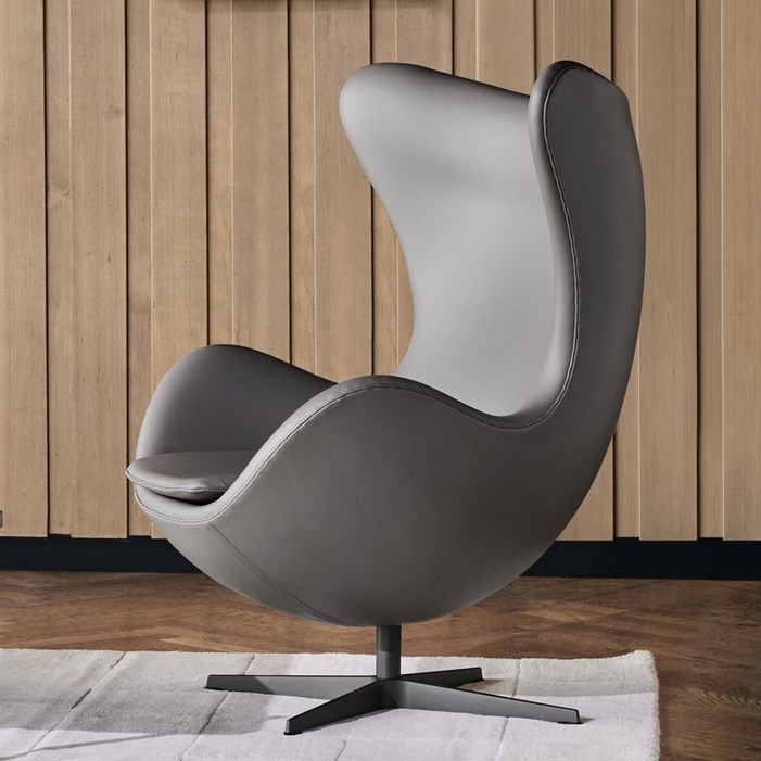 북유럽 가죽의자 모던 Egg Chair 고급 편한 인테리어 감성 카페의자 볼드체어, 그레이가죽, 1개