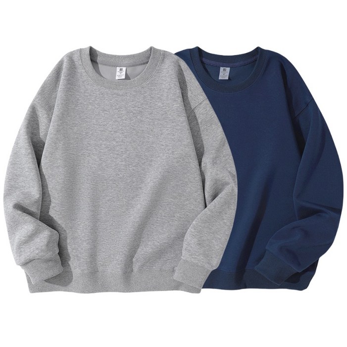 1+1 남자 맨투맨 긴팔티 데일리 오버핏 무지 면질 맨투맨 2장 세트 남녀공용 Sevenmoon