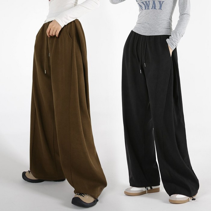 오버나인 여자 여성 옆핀턱 골덴 코듀로이 투웨이 와이드 팬츠 바지