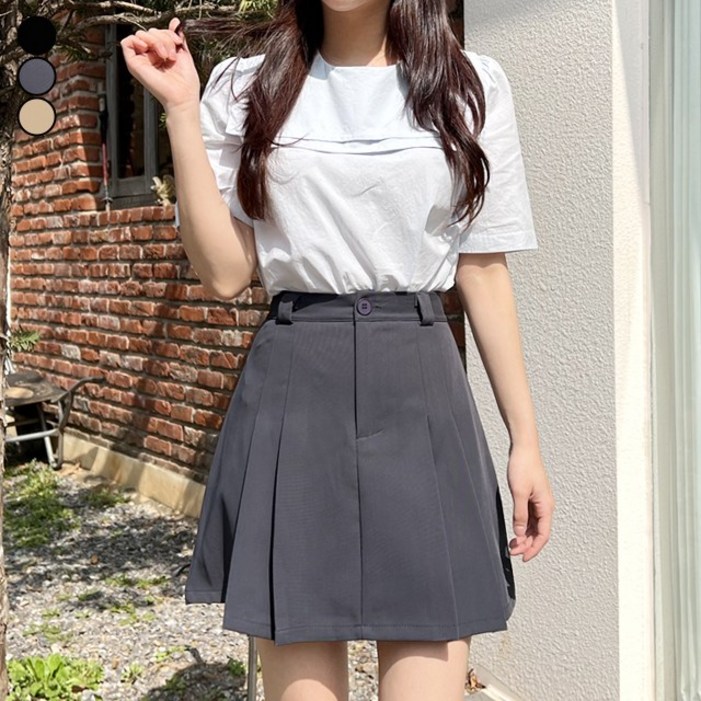 여리진 여성용 벨트포함 A라인 플리츠 미니스커트  벨트 세트 빅사이즈까지