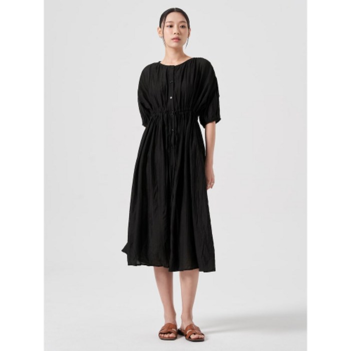 에잇세컨즈 8SECONDS 주름지 롱 원피스 블랙 324571AY45
