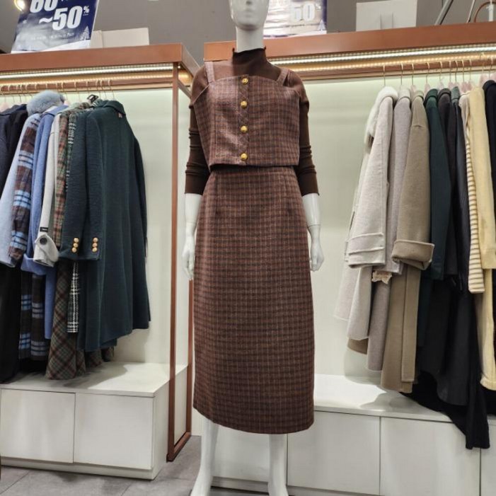 수스 HS04 / 체크 뷔스티에 쓰리피스 원피스 S244BOPB01