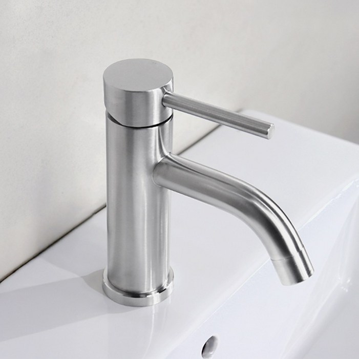 로딘 세면대 수전 무광 스텐304 원홀 세면 수전 욕실 수도꼭지 N131, 1개