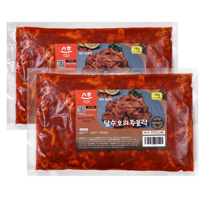 당일제조 달수오리주물럭 국내산고춧가루사용 냉장 오리불고기 1kgX2팩 2kg, 2개, 1kg