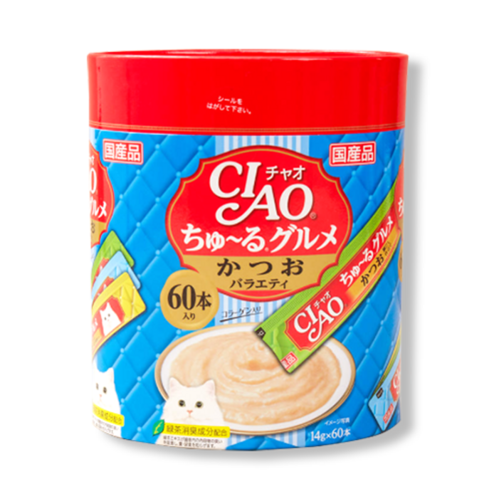 챠오츄르 버라이어티 짜먹는 고양이 간식 60p, 가다랑어, 840g, 1개