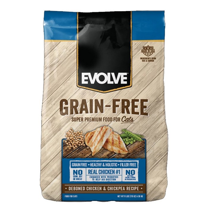 EVOLVE 전연령용 그레인프리 고양이 건식사료, 닭, 4.98kg, 1개