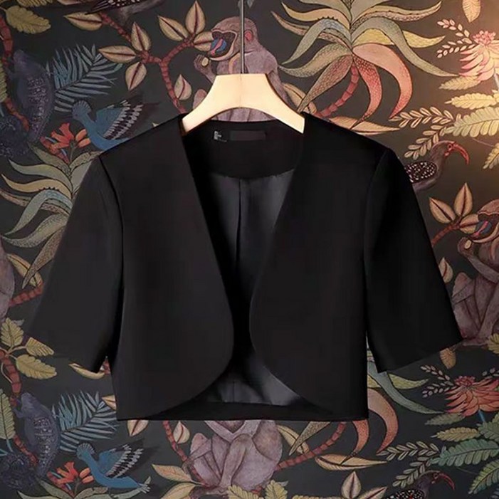 ROYALBELLE 여성 반팔 자켓 오픈형 심플한 디자인 숏 자켓 F0021911