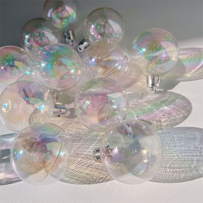 해피인어스 투명 트리 오로라 아크릴 오너먼트 세트 크리스마스 성탄트리 장식볼 트리볼