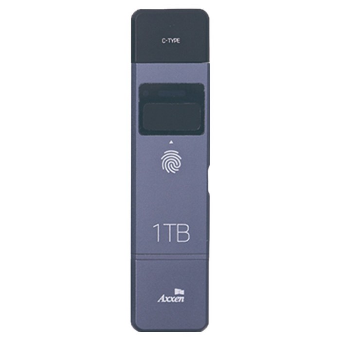 액센 OTG PSSD PS10 128G 지문인식 보안 USB 3.2 Gen1 USB CA 최대 625MBs 8개 생체지문인식 LED 쓰기금지 자기손상방지