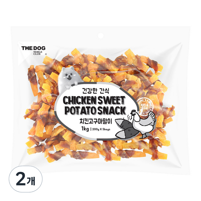 더독 건강한 강아지 간식 고구마 말이 1kg, 고구마 치킨 혼합맛, 2개 더독 건강한 강아지 간식 고구마 말이 1kg, 고구마 치킨 혼합맛, 2개