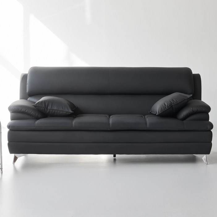 도모 아르티제 가죽 3인용 소파  쿠션 2p 세트 방문설치, 블랙