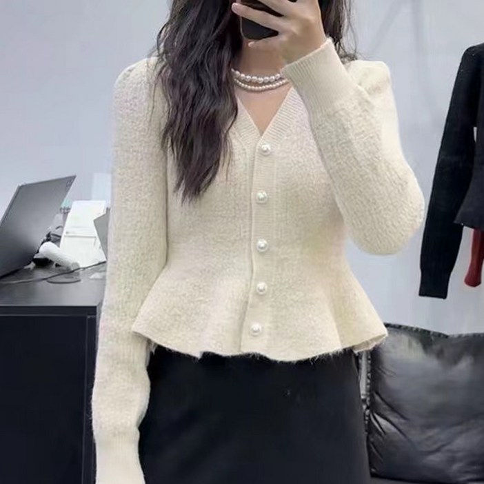 아이엠몽 여성용 레글리 브이넥 밑단 프릴 캐주얼 정장 블라우스 아이엠몽 여성용 레글리 브이넥 밑단 프릴 캐주얼 정장 블라우스