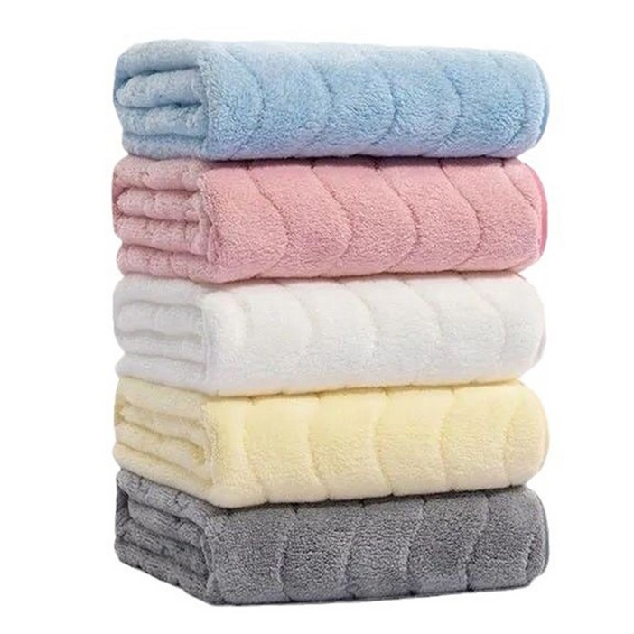 올웨일리 프리미엄 극세사 물결 수건 5p 세트 TSP927, 블루  핑크  화이트  옐로우  그레이, 1세트