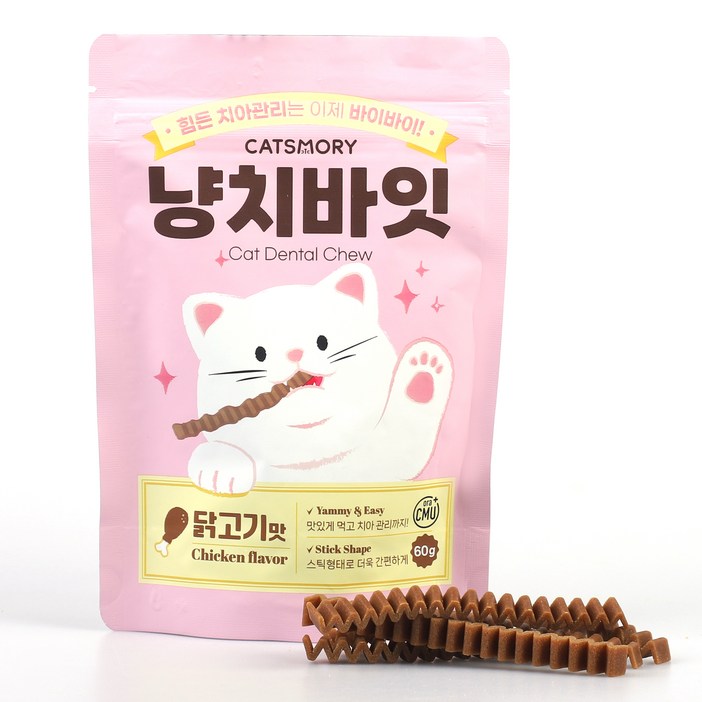 캣츠모리 고앙이 냥치바잇 스틱, 1개, 60g, 닭고기 캣츠모리 고앙이 냥치바잇 스틱, 1개, 60g, 닭고기