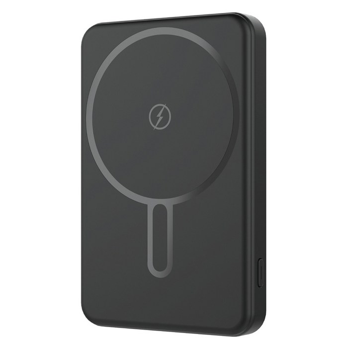 지오맥스 초슬림 맥세이프 마그네틱 유무선 보조배터리 5000mAh, 블랙, SQPB5