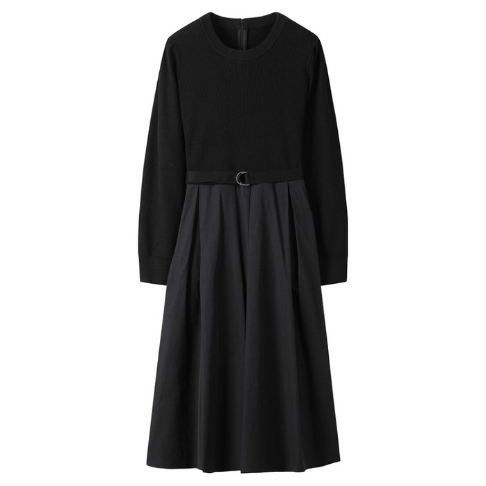 씨씨콜렉트 텍스처 블록 벨티드 니트 드레스