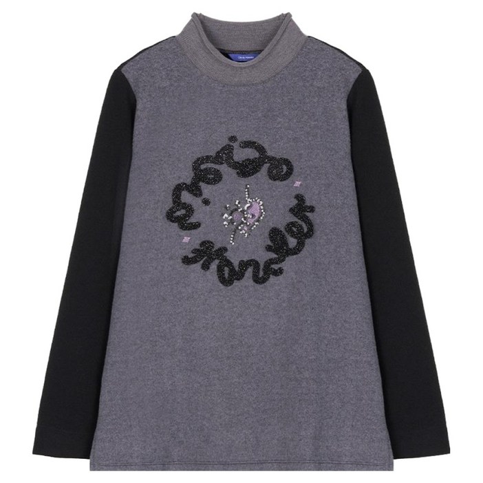 올리비아하슬러 여성용 부클 스팽글 자수 루즈핏 티셔츠 OHBWTS201