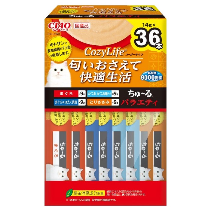 이나바 고양이 챠오 코지라이프 츄르 36P 박스타입 버라이어티 SC415 짜먹는 간식