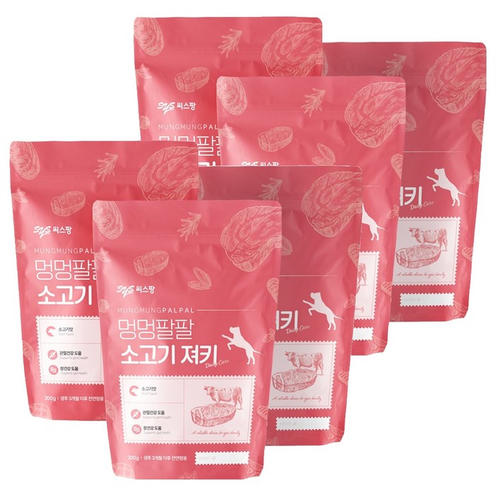 멍멍팔팔 져키, 소고기맛, 200g, 6개
