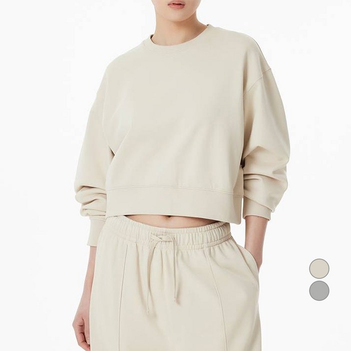 JAJU자주 여성용 크롭 스웨트 맨투맨