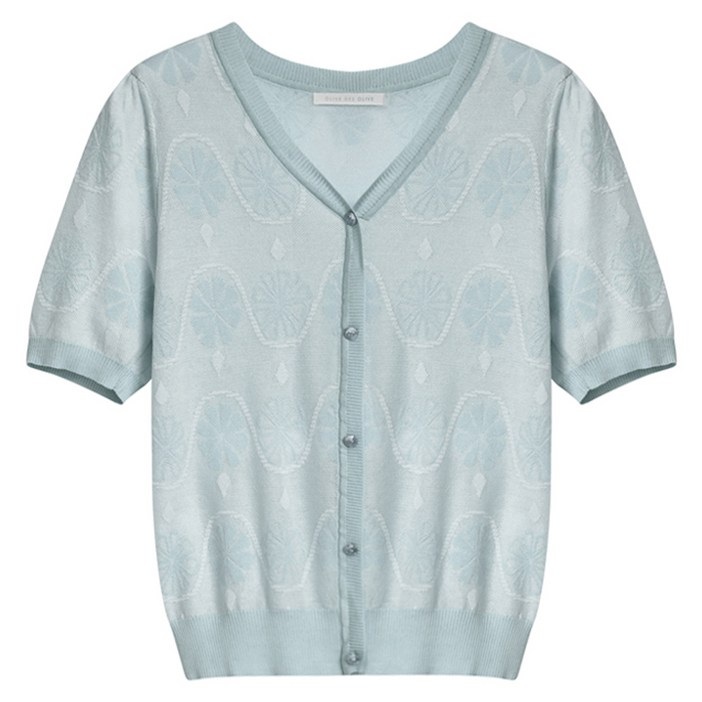 올리브데올리브 여성용 견혼방 V넥 플라워 가디건