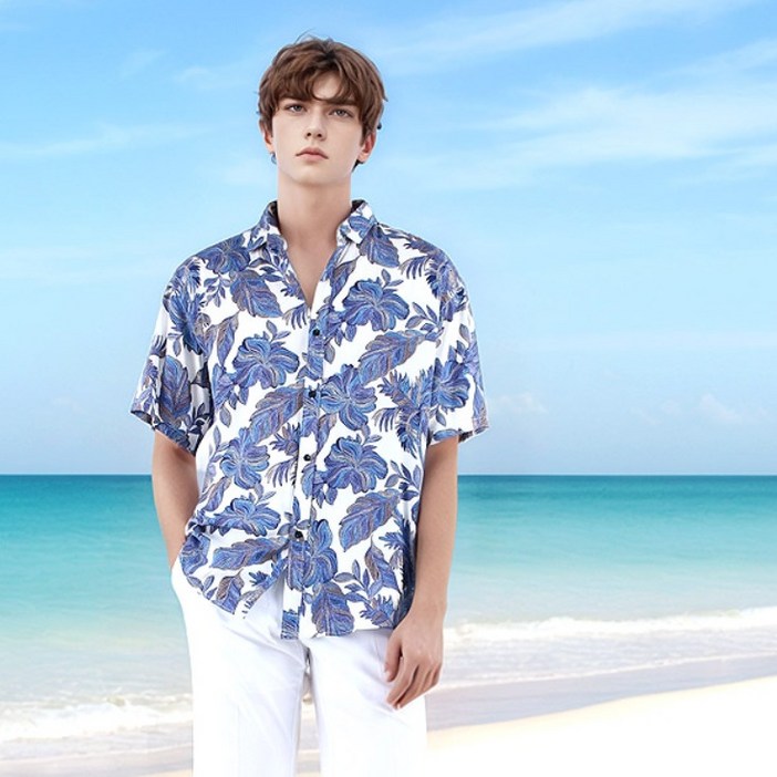 남성용 시원한 바캉스룩 하와이안 꽃남방 셔츠 NCC137