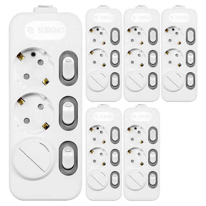 써지오 개별 안전커버 멀티탭 3구 DH2039RT  안전커버 1P, 1.3m, 혼합색상, 6세트