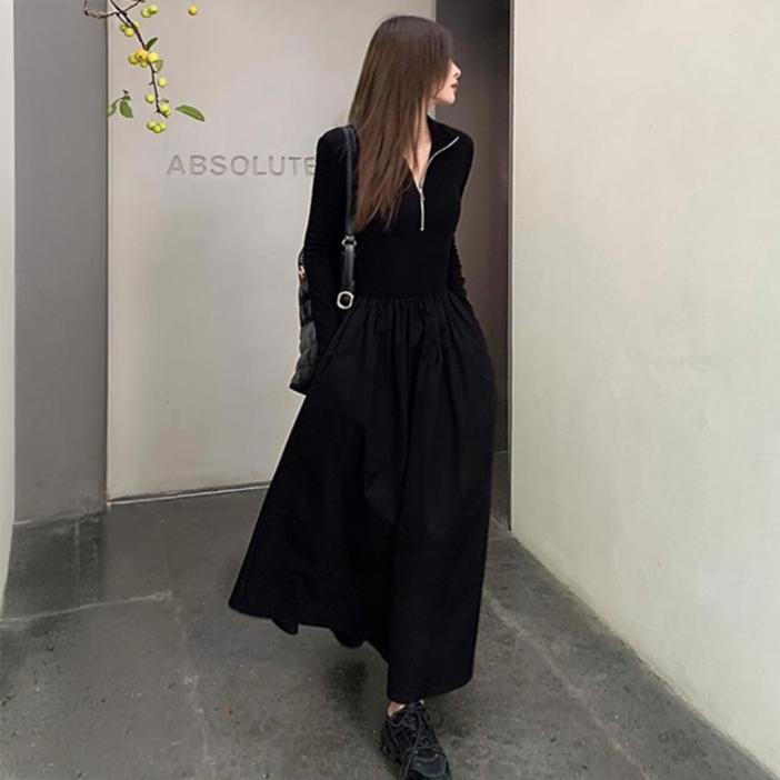 시크힐즈 힐르에 무드 카라넥 집업 원피스 12124