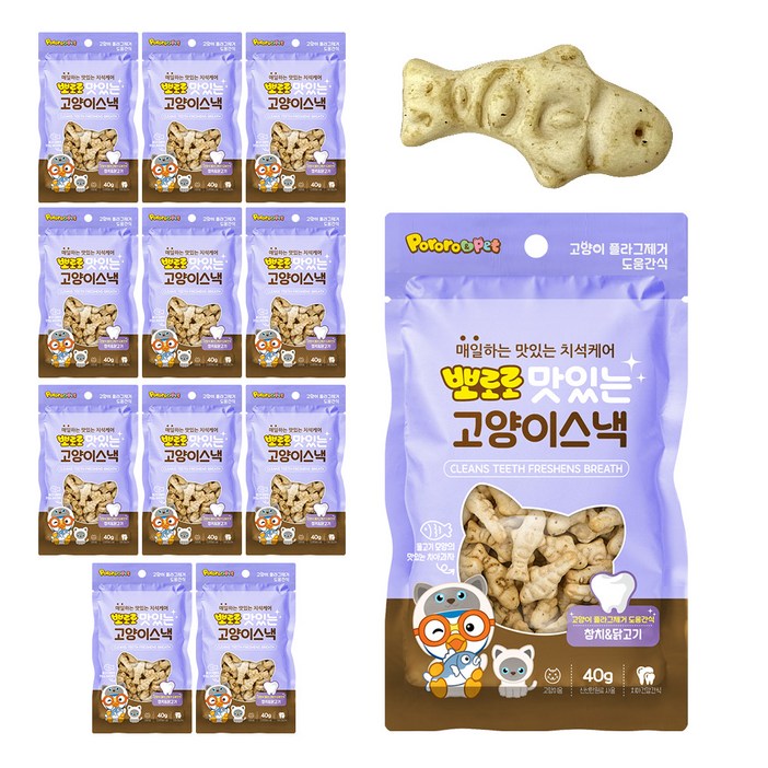 뽀로로펫 고양이 스낵 40g, 참치 + 닭고기 혼합맛, 40g, 12개