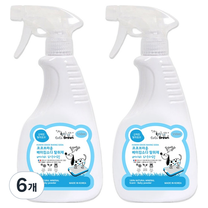코코브라운 반려동물 베이킹소다 탈취제 베이비파우더향, 550ml, 6개