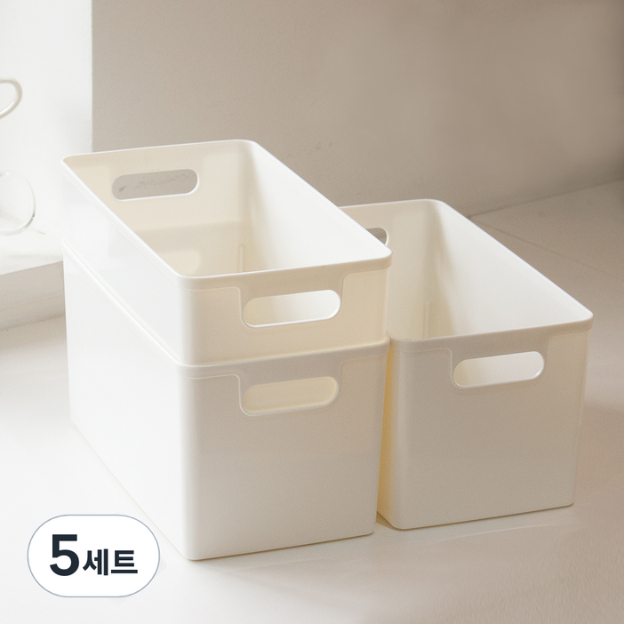 아임홈리빙 심플 바스켓 팬트리 수납함 심플세트 2호, 5세트, 화이트 아임홈리빙 심플 바스켓 팬트리 수납함 심플세트 2호, 5세트, 화이트