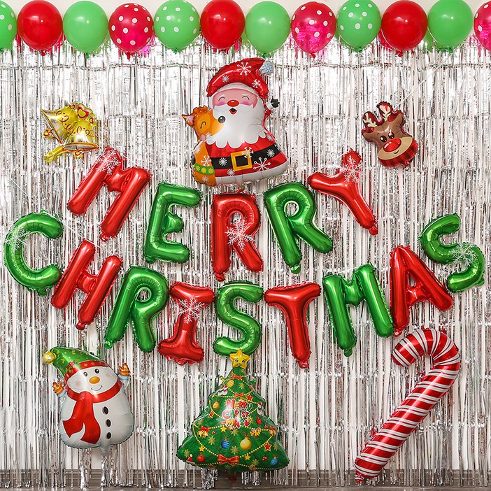 피앤비유니티커튼포함 크리스마스 풍선 로얄 파티커튼 세트 모음