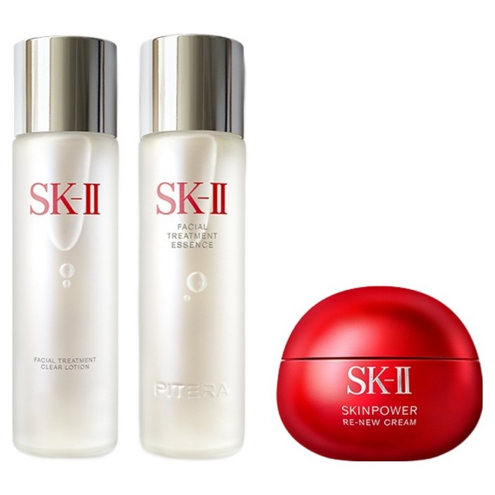 에스케이투 페이셜 트리트먼트 에센스 230ml + 클리어 로션 230ml + 스킨파워 리뉴 크림 80g, 1세트