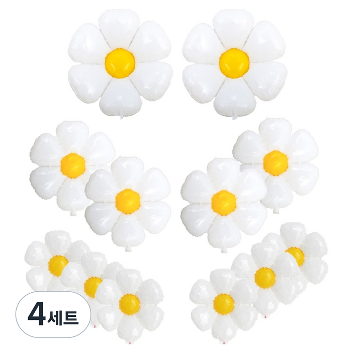 코히모 데이지 꽃 파티 풍선 대형 2p + 중형 4p + 소형 6p 세트, 4세트, 혼합색상