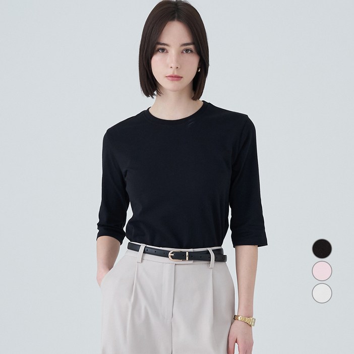 ELLE PARIS 여성용 스트레치 7부 티셔츠