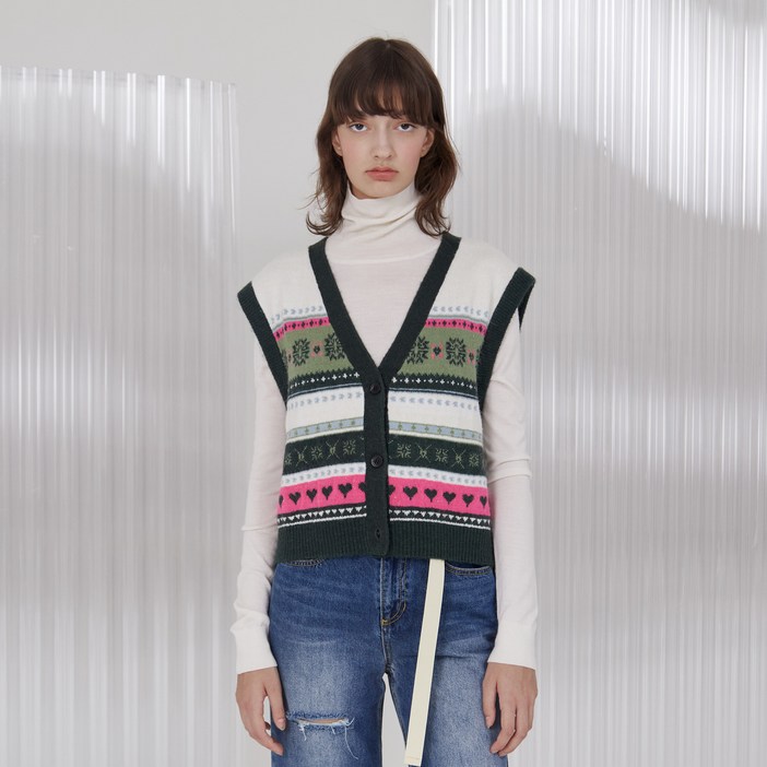 쥬시쥬디 J노르딕 헤어리 니트 베스트 ON JXKT72AH