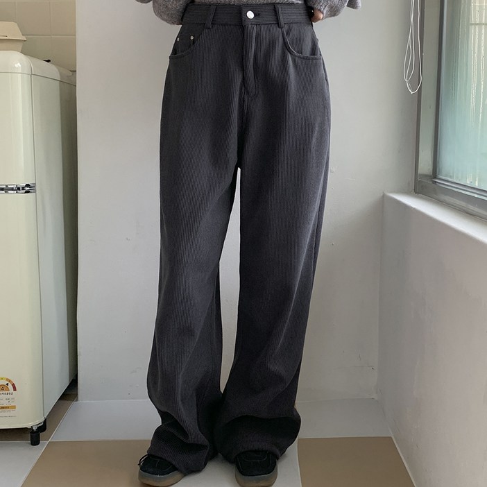 토마토팩토리 여성용 네르트 기모 스판 코듀로이 와이드 팬츠