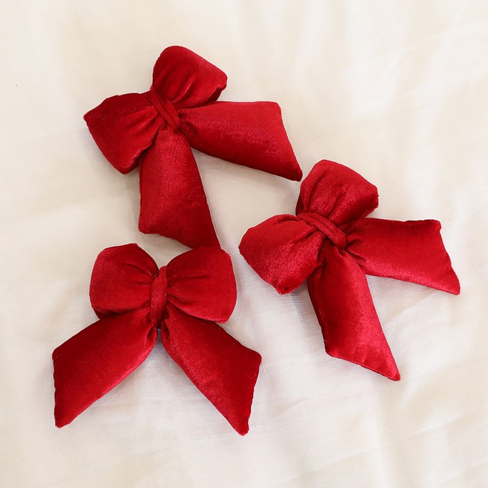 벨벳뽕 리본 크리스마스 트리 오너먼트