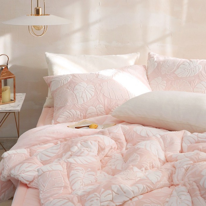 플로라침구 몬스테라 극세사 차렵이불패드베개커버